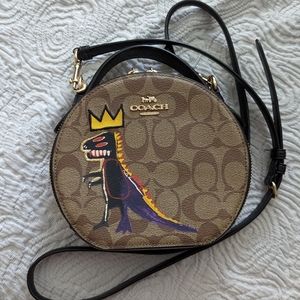 COACH Coach Signature Shoulder Bag Basquiat Collaboration C5658 Beige Black L...